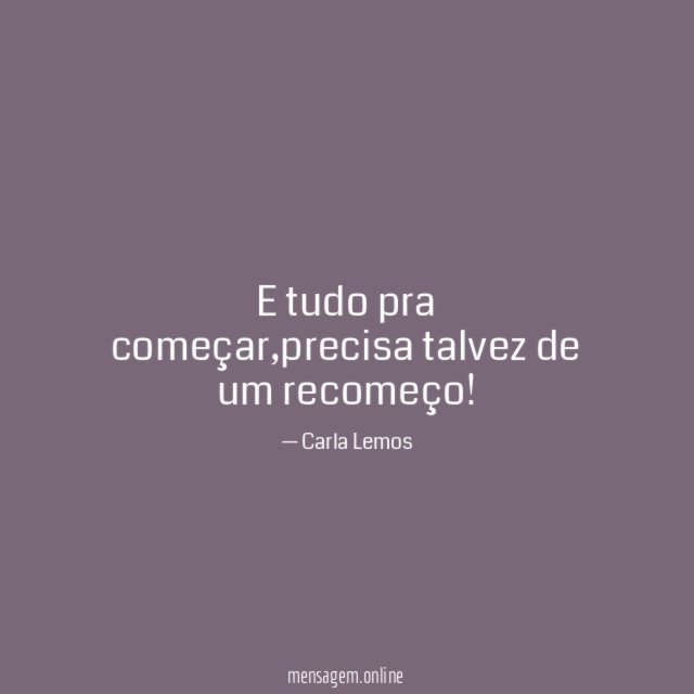 E tudo pra começar