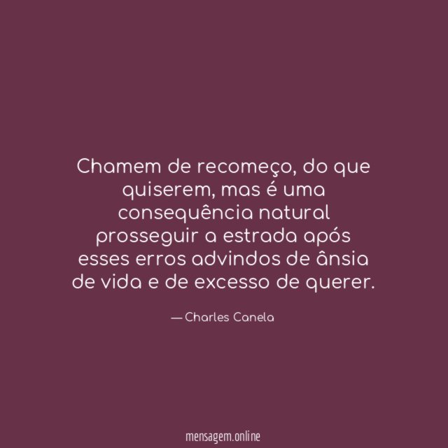 Chamem de recomeço