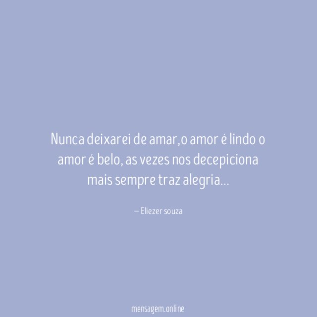 Nunca deixarei de amar