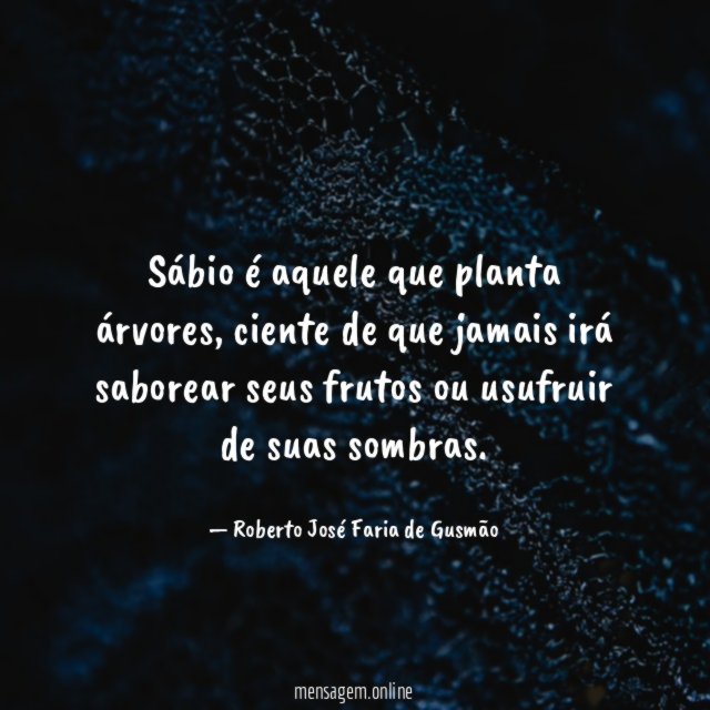 Sábio é aquele que planta árvores