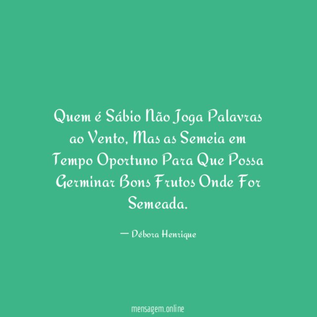 Quem é Sábio Não Joga Palavras ao Vento