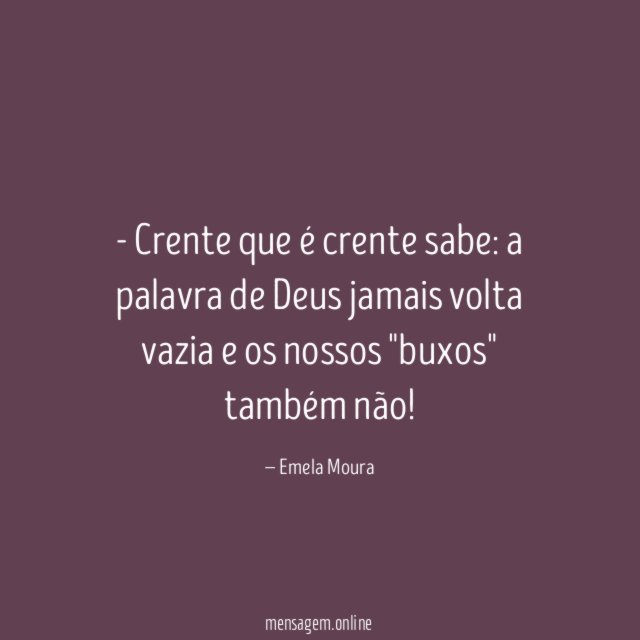 Crente que é crente sabe