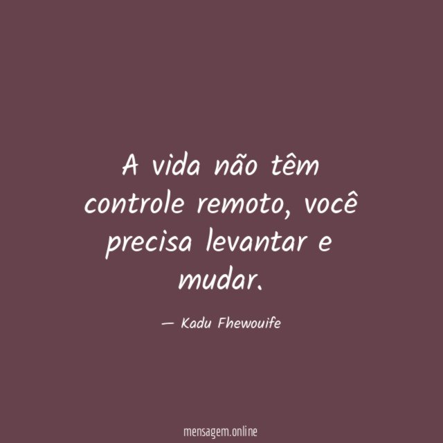 A vida não têm controle remoto