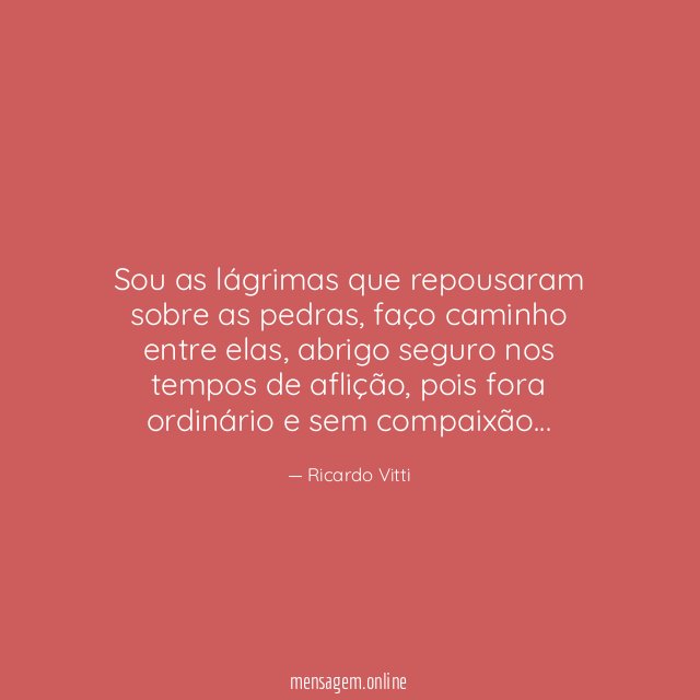 Sou as lágrimas que repousaram sobre as pedras