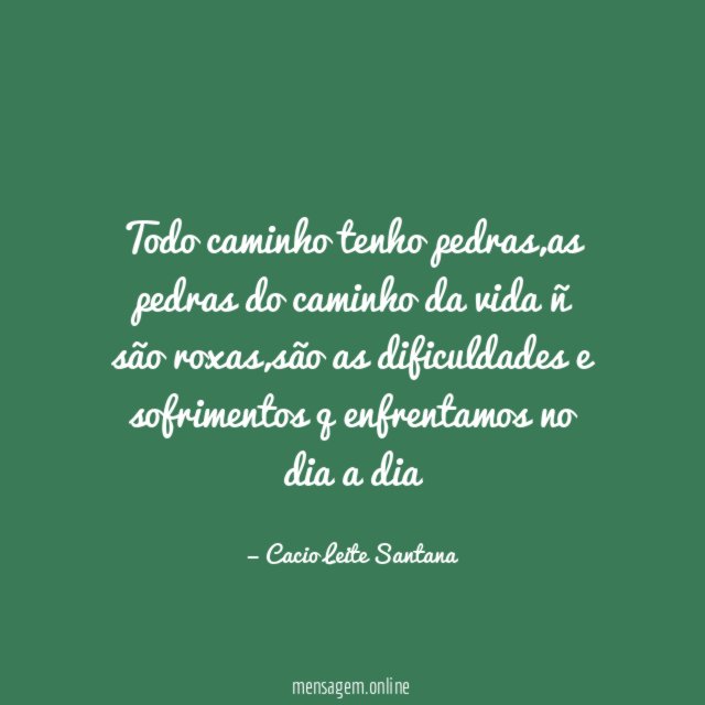 Todo caminho tenho pedras