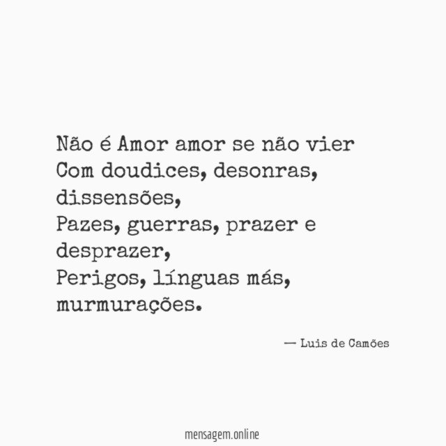 Não é Amor amor se não vier Com doudices