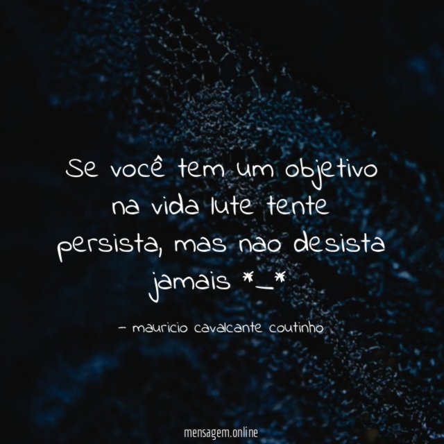 se você tem um objetivo na vida lute tente persista