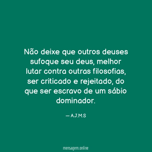Não deixe que outros deuses sufoque seu deus