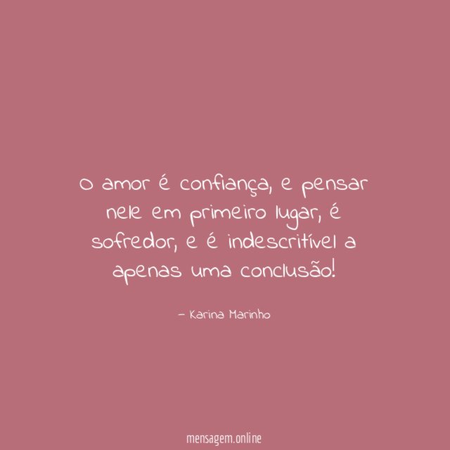 O amor é confiança
