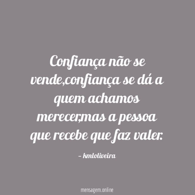Confiança não se vende