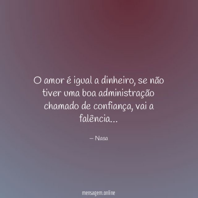 O amor é igual a dinheiro