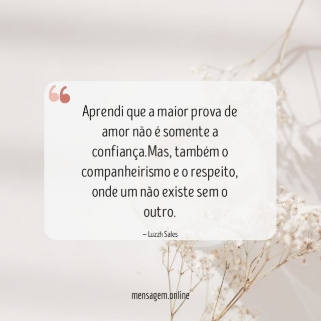 Aprendi que a maior prova de amor não