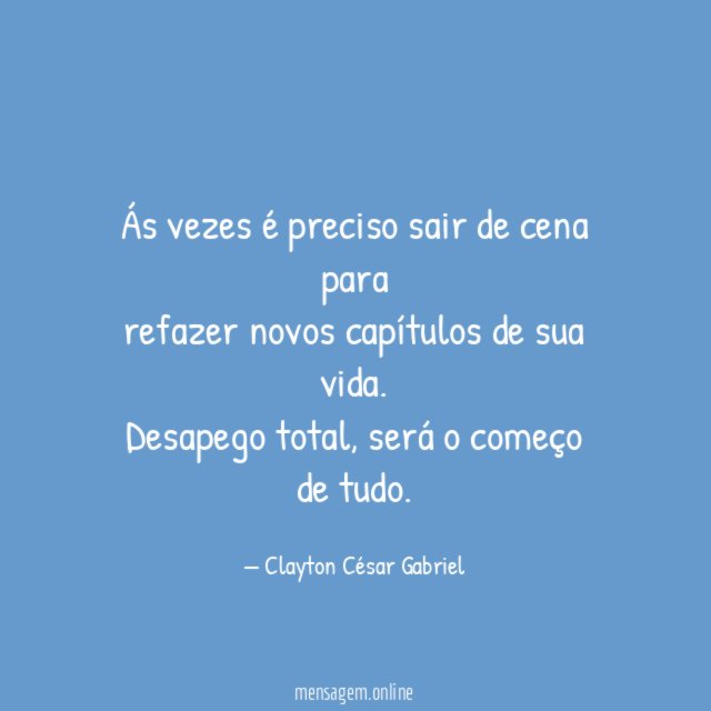 Ás vezes é preciso sair de cena para refazer