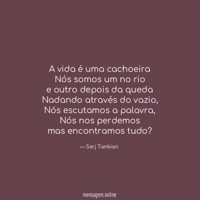A vida é uma cachoeira Nós somos um no