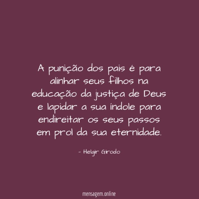 A punição dos pais é para alinhar seus