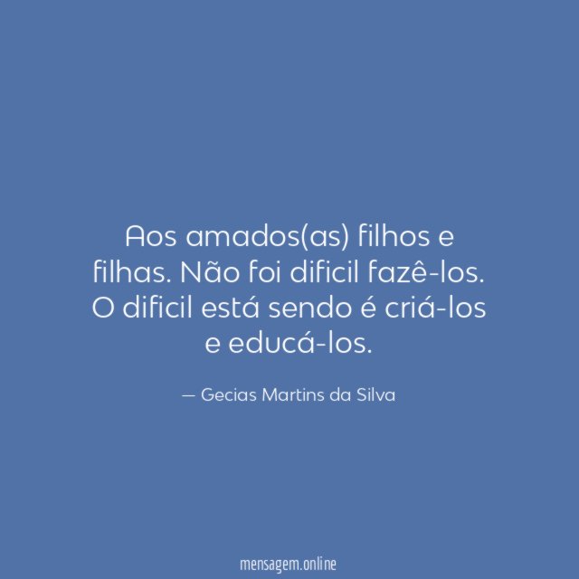 Aos amados(as) filhos e filhas