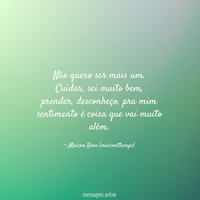 Não quero ser mais um