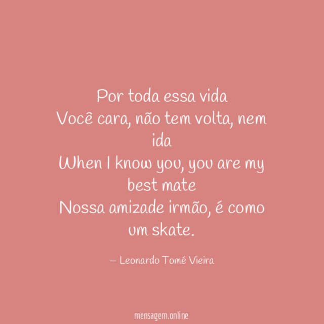 Por toda essa vida Você cara