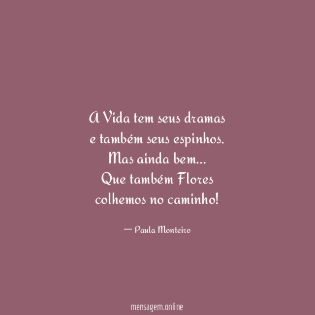 A Vida tem seus dramas
e também seus espinhos.