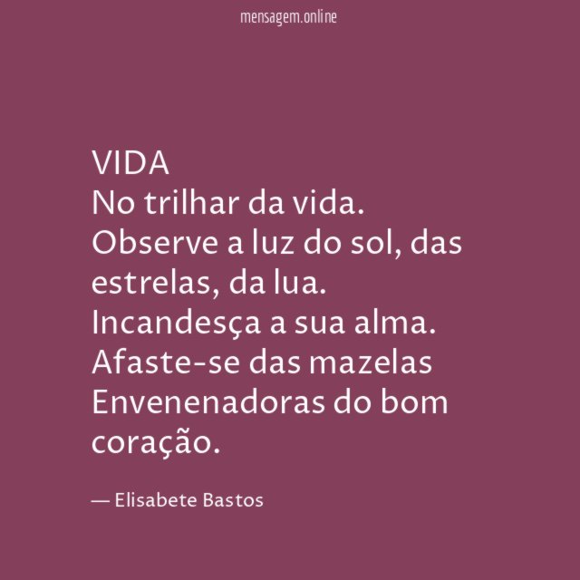 VIDA No trilhar da vida