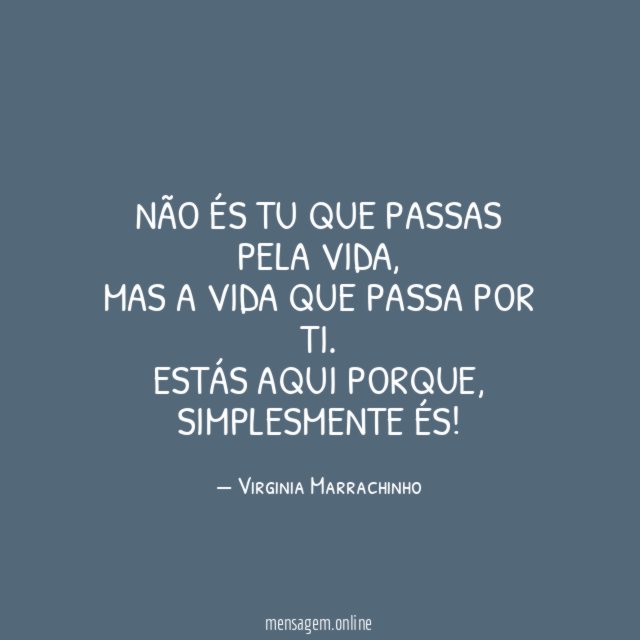 Não és tu que passas pela VIDA
