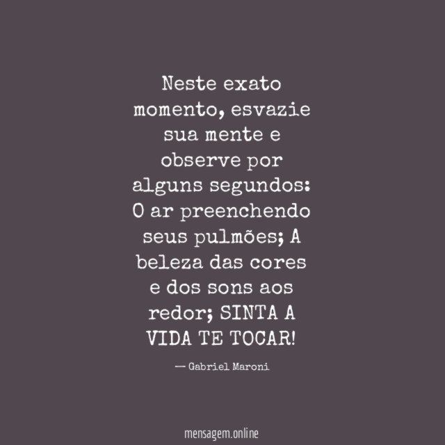Neste exato momento, esvazie sua mente
e observe por alguns segundos: