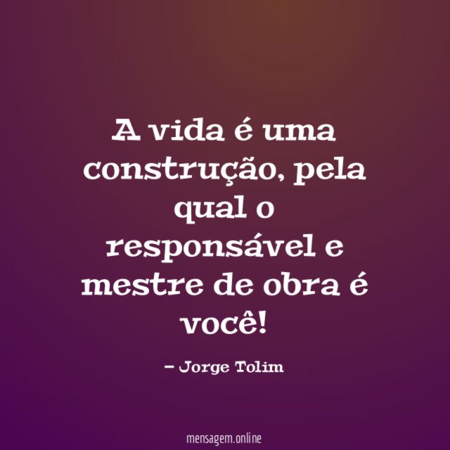 A vida é uma construção