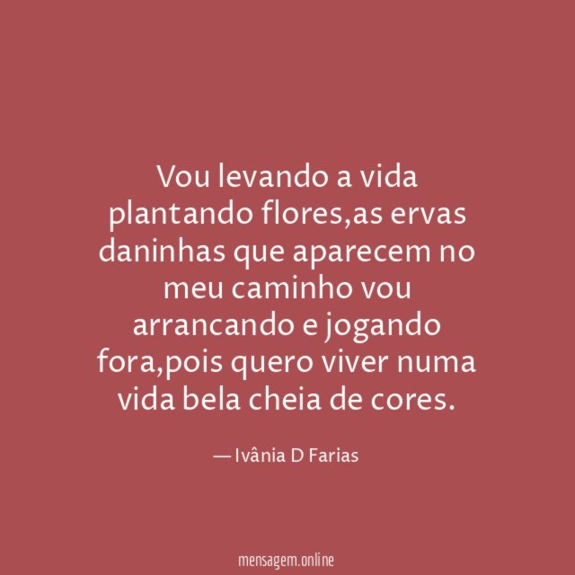 Vou levando a vida plantando flores