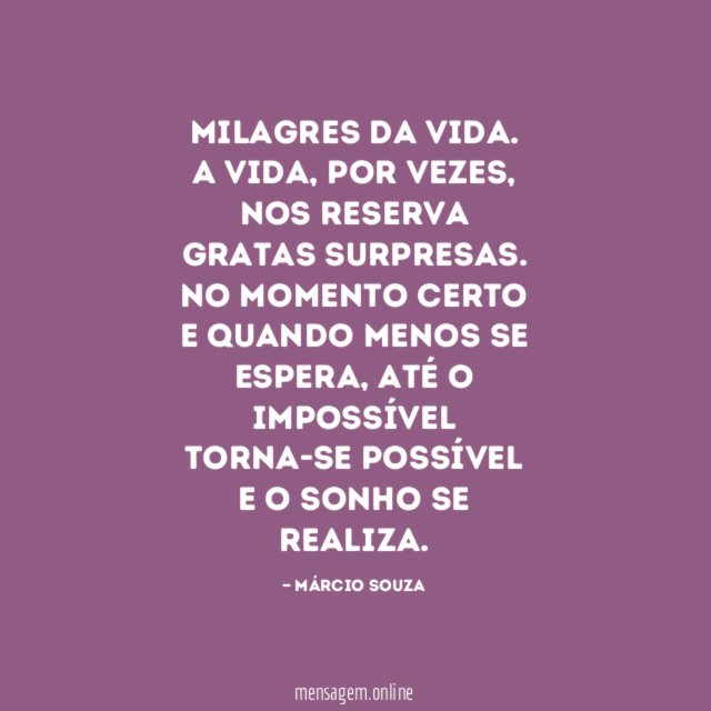 MILAGRES DA VIDA