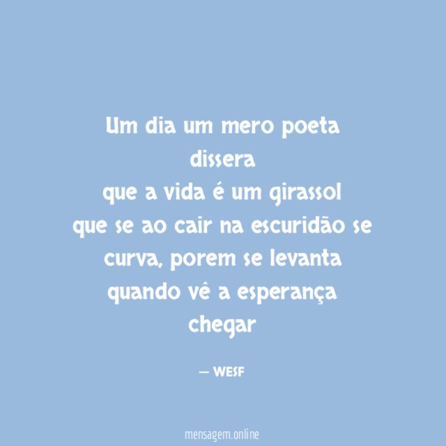 um dia um mero poeta dissera que a vida