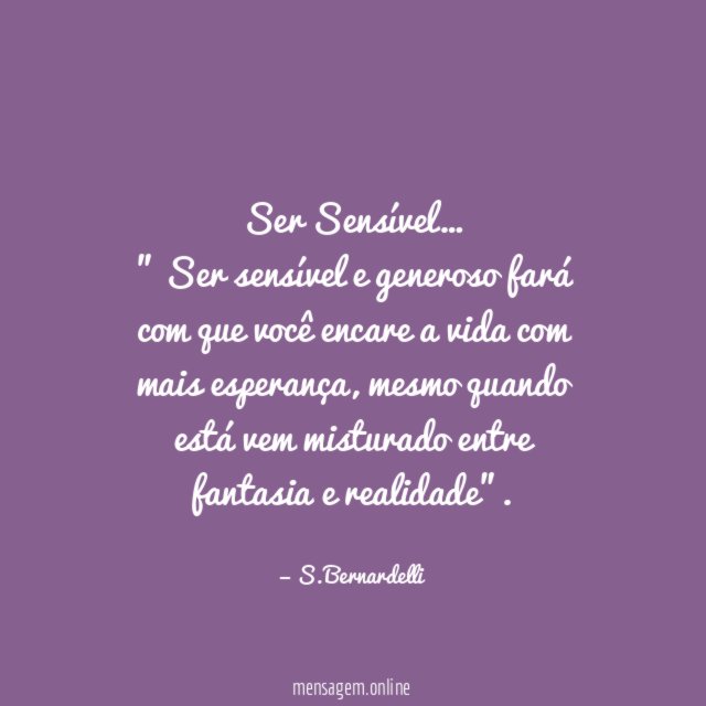 Ser Sensível…