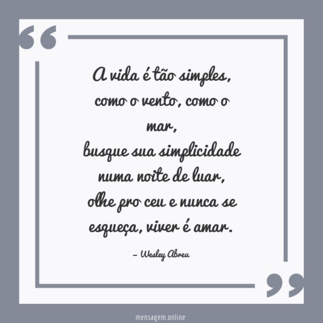 A vida é tão simples