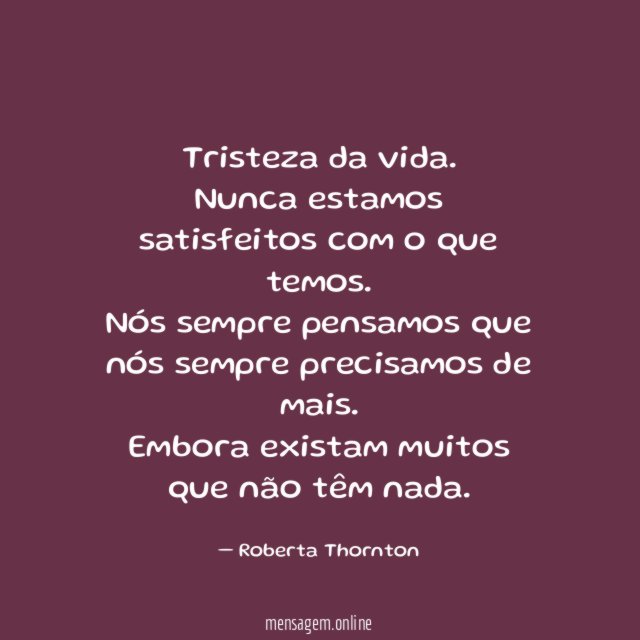 Tristeza da vida