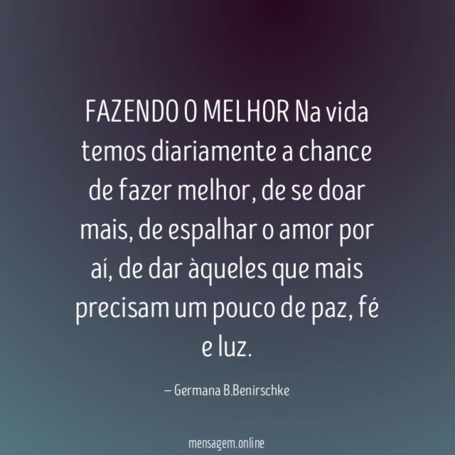 FAZENDO O MELHOR