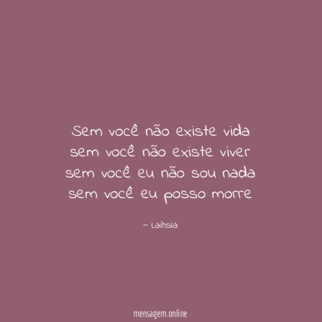 sem você não existe vida sem você não existe