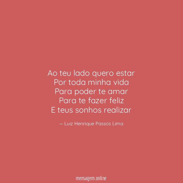 Ao teu lado quero estar Por toda minha vida Para