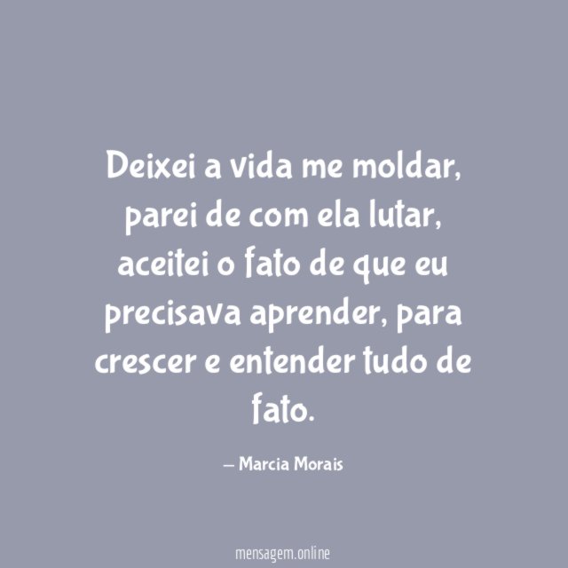 Deixei a vida me moldar