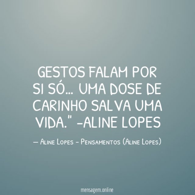 "Gestos falam por si só… Uma dose de carinho salva uma vida."