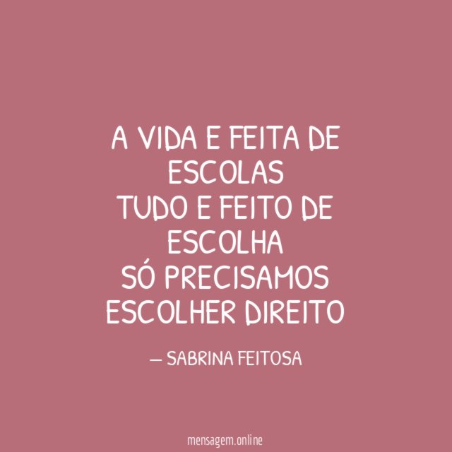 A VIDA E FEITA DE ESCOLAS TUDO E FEITO