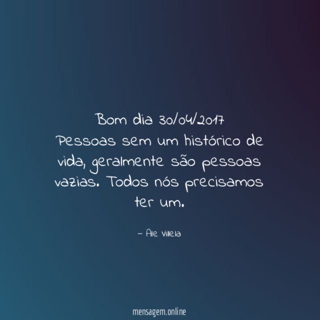 Bom dia 30/04/2017