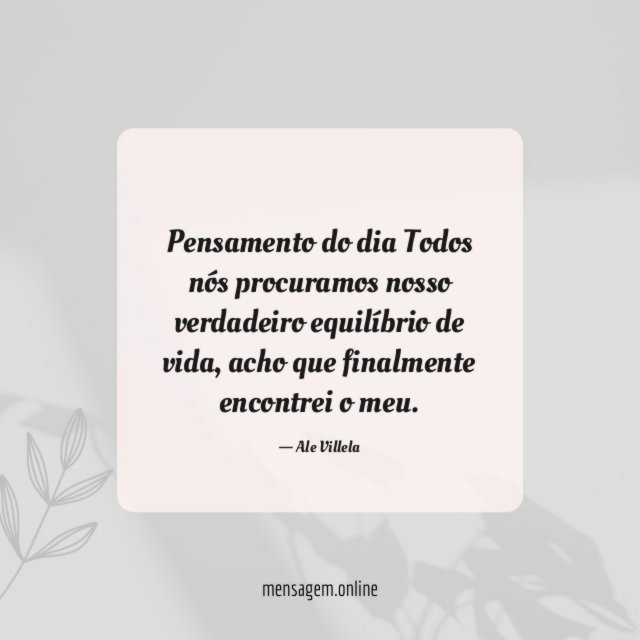 Pensamento do dia
