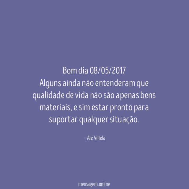 Bom dia 08/05/2017