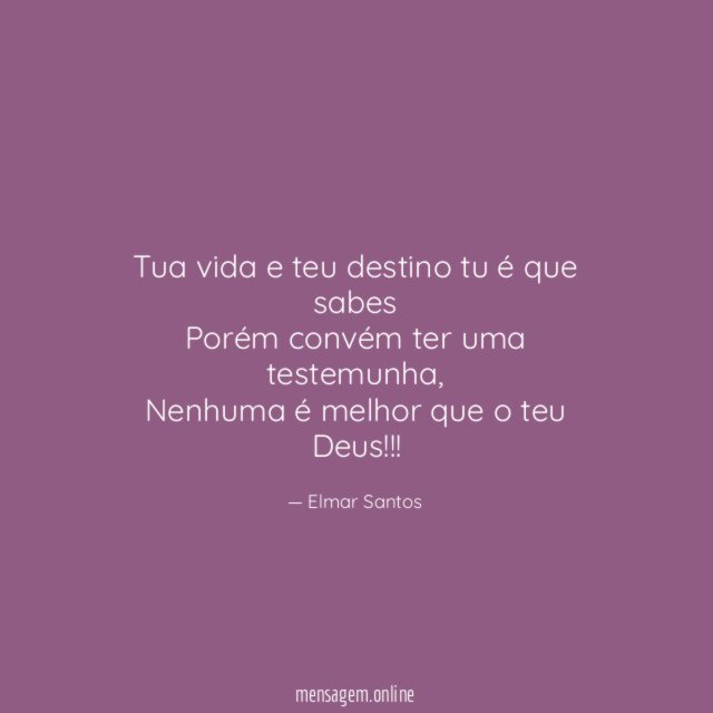 Tua vida e teu destino tu é que