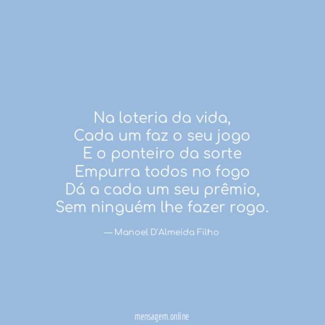 Na loteria da vida