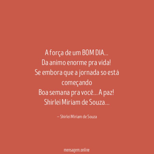 A força de um BOM DIA
