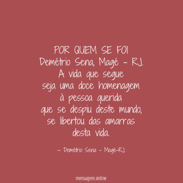 POR QUEM SE FOI