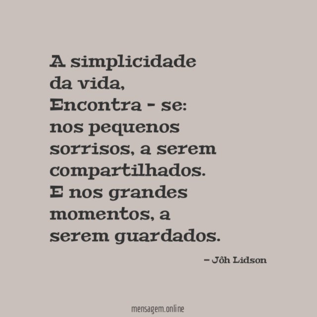 A simplicidade da vida