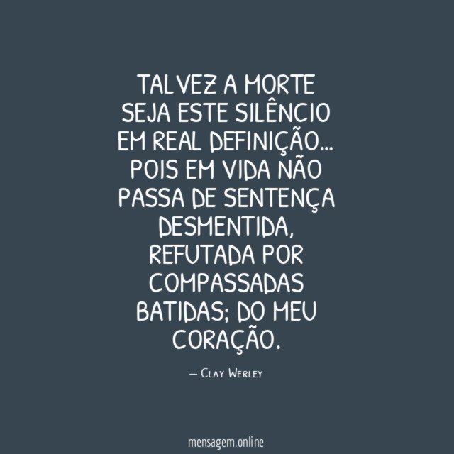 Talvez a morte seja este silêncio em real definição