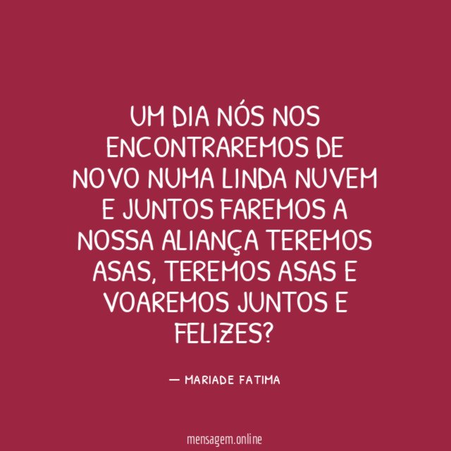 Um dia nós nos encontraremos de novo numa