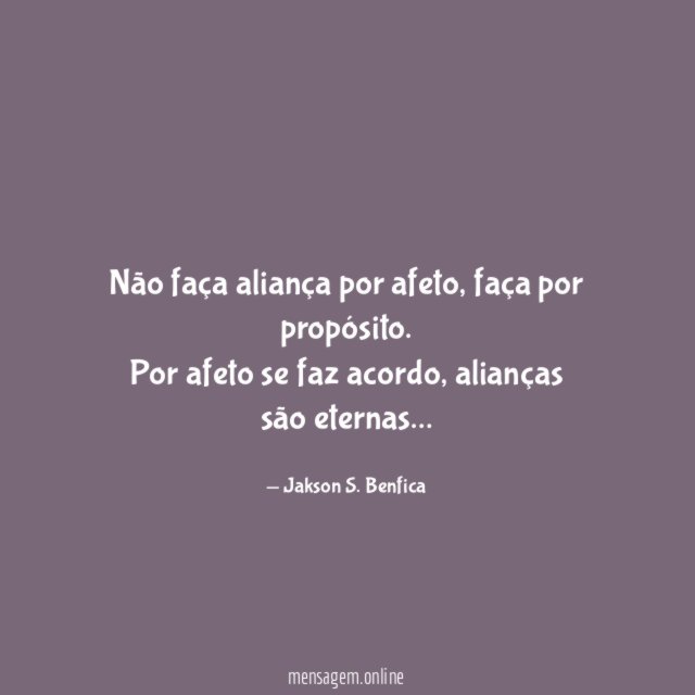 Não faça aliança por afeto